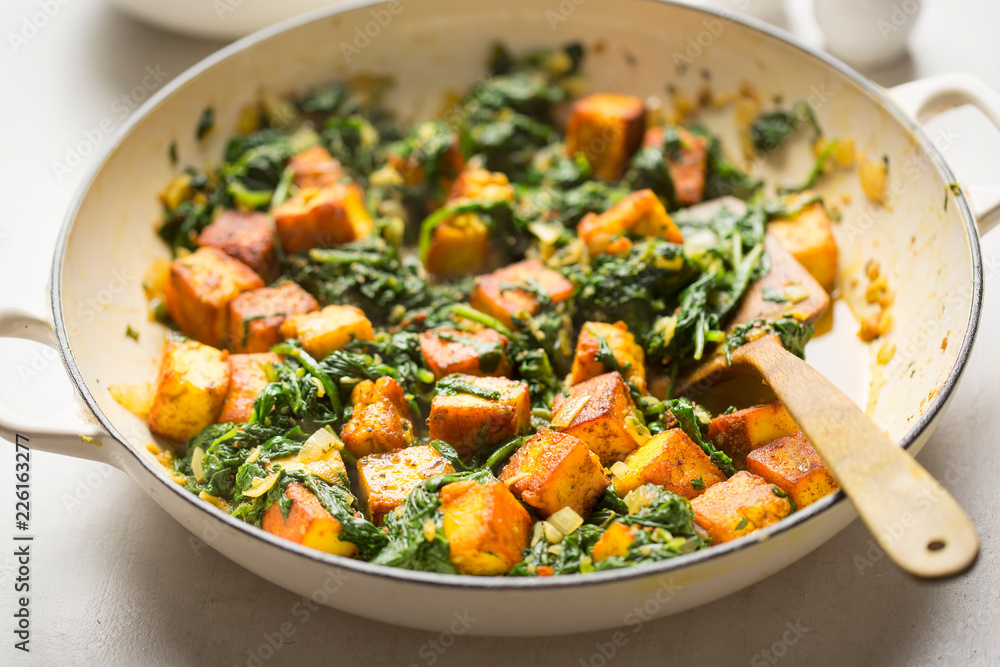 Saag paneer. Spinach with indian cheese Saag paneer. Spinach with indian cheese