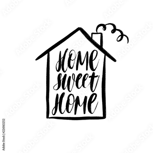 Home sweet home - Hand drawn lettering vector for print, textile, decor, poster, card. Modern brush calligraphy.