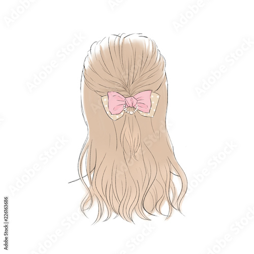 ハーフアップ バレッタ ヘアアレンジ Stock イラスト Adobe Stock ハーフアップ バレッタ ヘアアレンジ Stock イラスト Adobe Stock