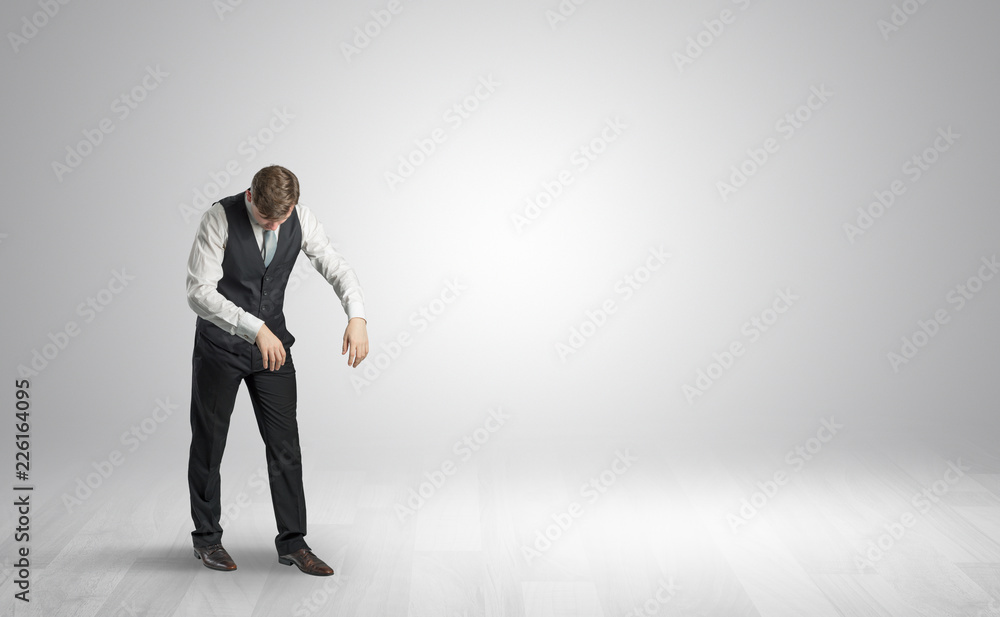 Zombi, sleepy maniac businessman walking in a copy space
Zombi, sleepy maniac businessman walking in a copy space