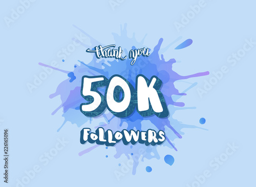 Vector 50k followers thank you social media template.