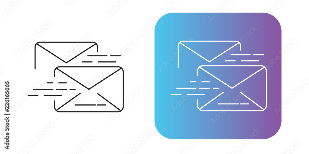 Email and sms line vector icon and gradient style Email and sms line vector icon and gradient style