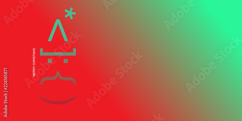 Christmas Santa  made of computer keys in gradient style.
