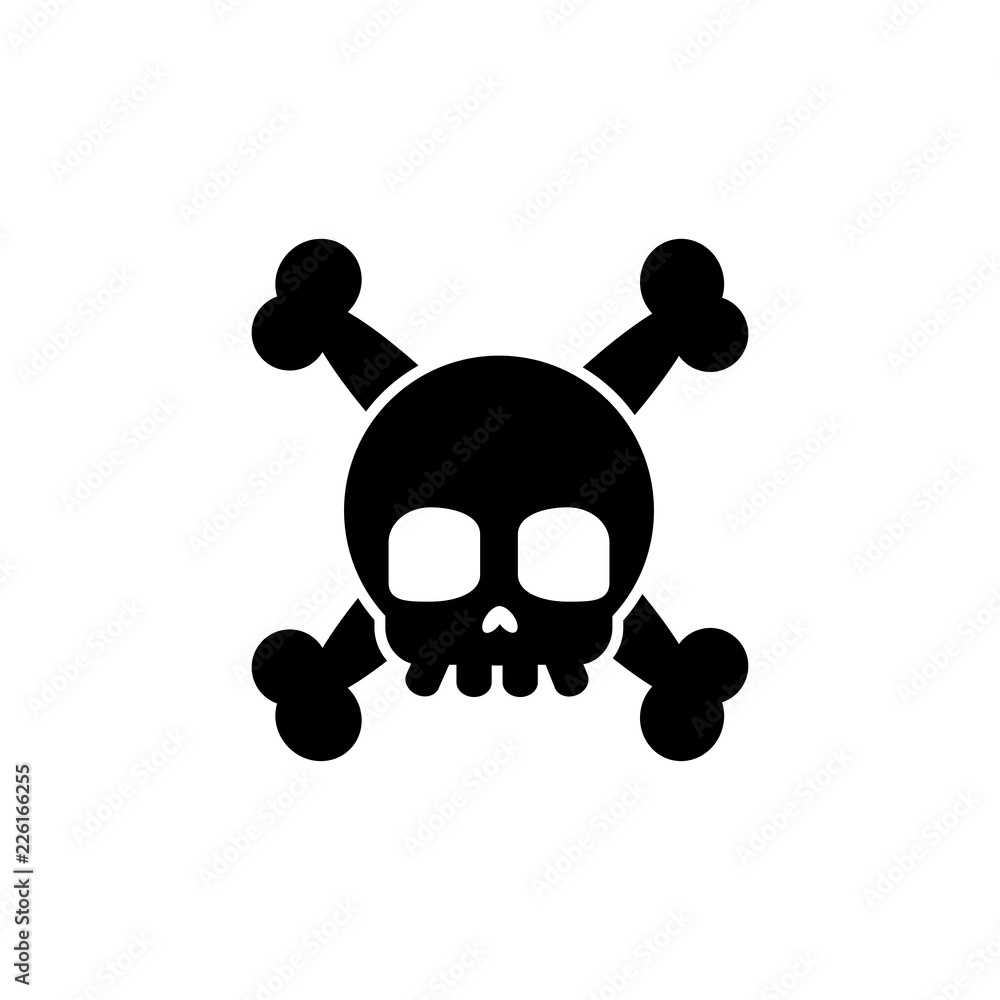 skull and crossbones icon isolated on white. Danger sign. Game over pictogram. skull and crossbones icon isolated on white. Danger sign. Game over pictogram.