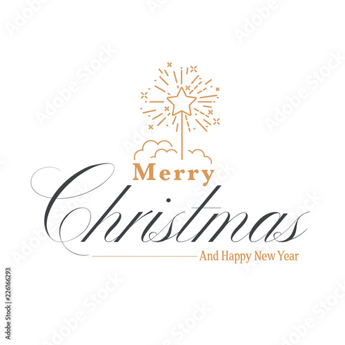 Merry Christmas. Happy New Year with Typography design and Vector logo, emblems with text design can Usable for banners, greeting card