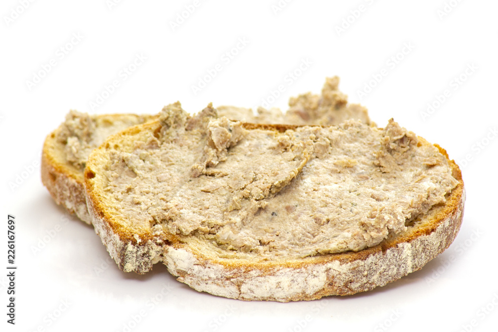 slice of pork pie on a white background slice of pork pie on a white background