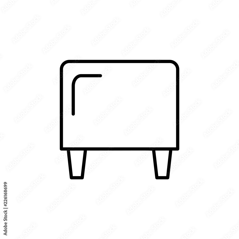 Black & white vector illustration of cube leather ottoman, pouf. Line icon of accent stool or chair. Living room, bedroom & patio furniture. Isolated on white background. Black & white vector illustration of cube leather ottoman, pouf. Line icon of accent stool or chair. Living room, bedroom & patio furniture. Isolated on white background.