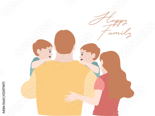 Happy young family. Vector illustration of a flat design.
