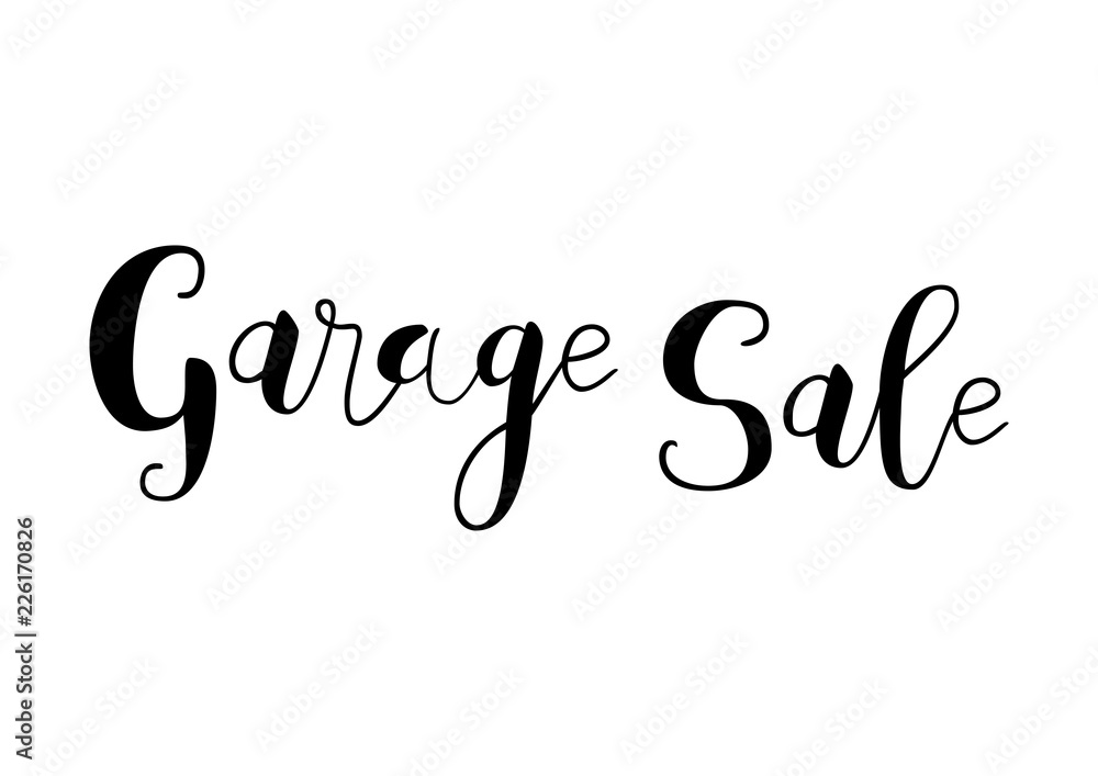 Fototapeta premium Calligraphy lettering of Garage sale in black isolated on white background for advertising, invitation, banner, poster