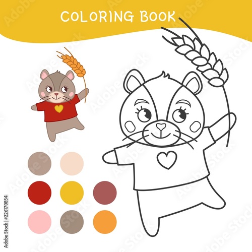 Coloring book for children. Cartoon cute mouse.