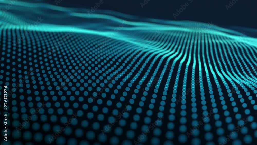 Abstract background with wavy lines from points. Animation ripples on surface from neon lines. Animation of seamless loop. Abstract background with wavy lines from points. Animation ripples on surface from neon lines. Animation of seamless loop.