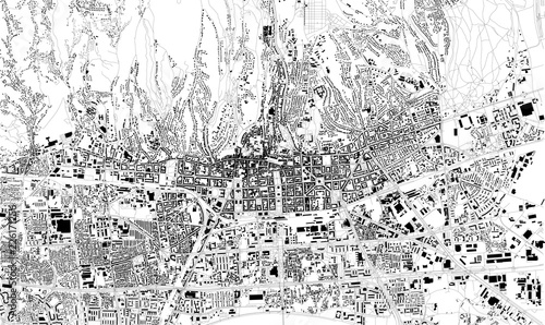 Mappa satellitare di Zagabria, capitale, Croazia, strade della città. Stradario e mappa del centro città