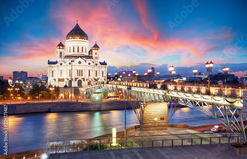 Moscow, Russia - Sunset view of Cathedral of Christ the Savior