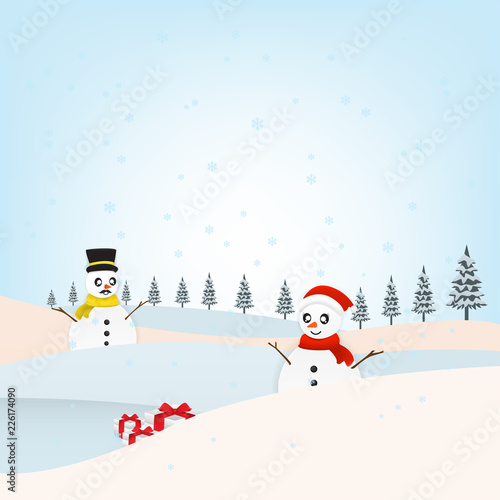 Snowman and Winter landcape