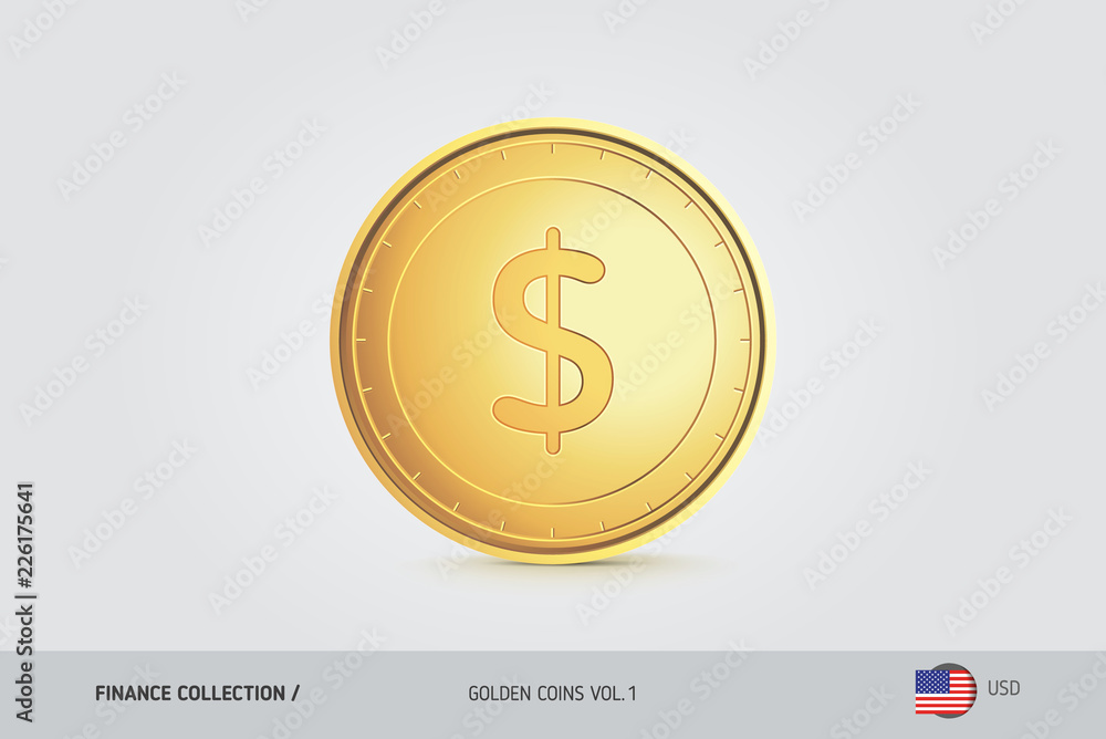 Gold coin. Realistic golden United States Dollar coin. Isolated object on background. Finance concept for websites, web design, mobile app, infographics. Gold coin. Realistic golden United States Dollar coin. Isolated object on background. Finance concept for websites, web design, mobile app, infographics.