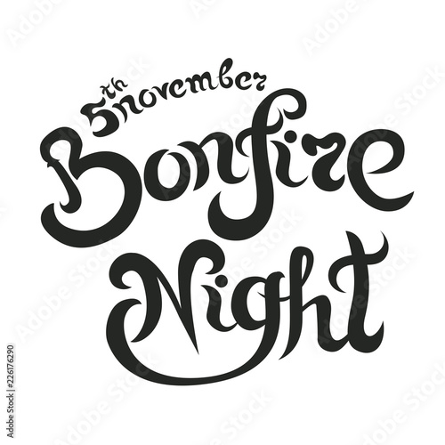 Bonfire Night Invitation lettering Vector Illustration, letters composition