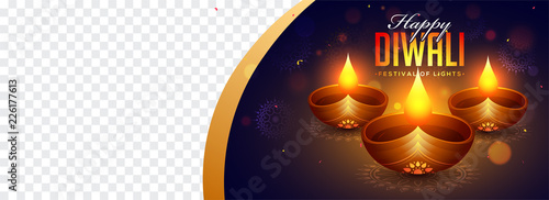 Website header or banner design with realistic illuminated oil lamps on floral blue background with space for your product image.