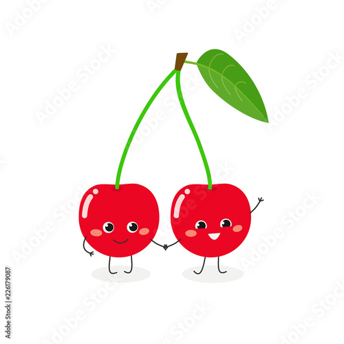 Vector illustration of funny cartoon cherry