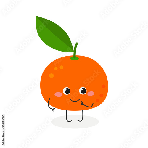 Vector illustration of cute cartoon tangerine