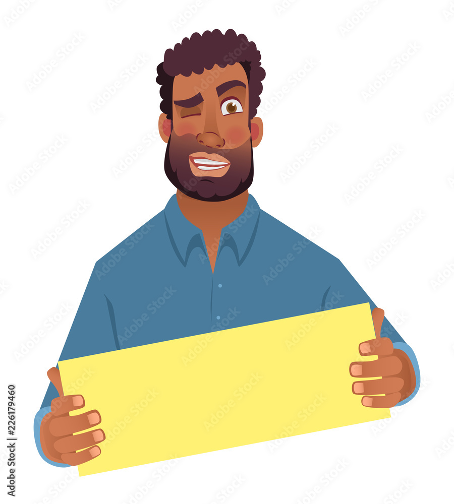 African man holding blank card African man holding blank card