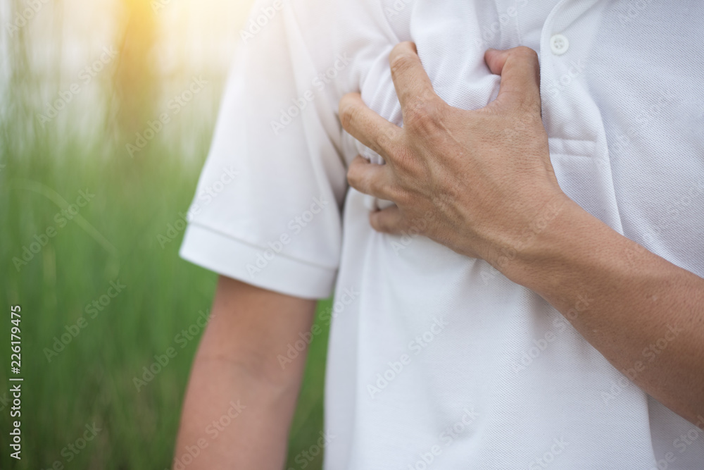 A Man having chest pain, heart disease. A Man having chest pain, heart disease.