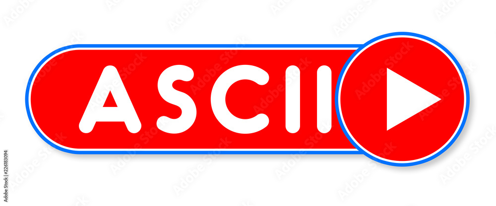 Ascii - white text written on a red banner on white background Ascii - white text written on a red banner on white background