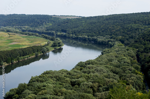 view of the Dniester river from above, the theme of beautiful nature