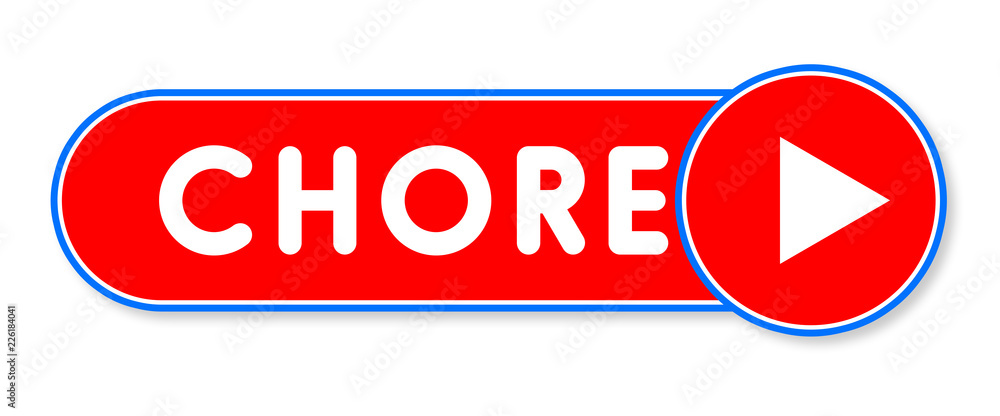 Chore - white text written on a red banner on white background Chore - white text written on a red banner on white background