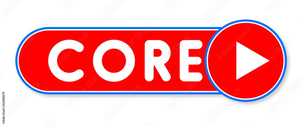 Core - white text written on a red banner on white background