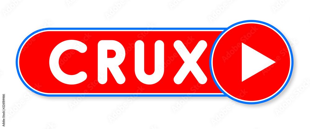 Crux - white text written on a red banner on white background Crux - white text written on a red banner on white background