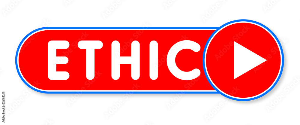 Ethic - white text written on a red banner on white background Ethic - white text written on a red banner on white background