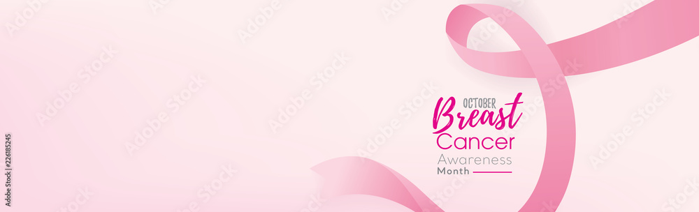 Breast cancer awareness campaign banner background with pink ribbon - obrazy, fototapety, plakaty 