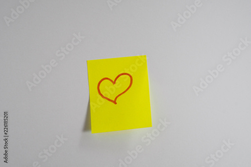 sticky notes with a heart pattern. Declaration of love
