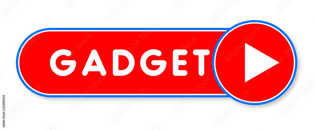 Gadget - white text written on a red banner on white background Gadget - white text written on a red banner on white background