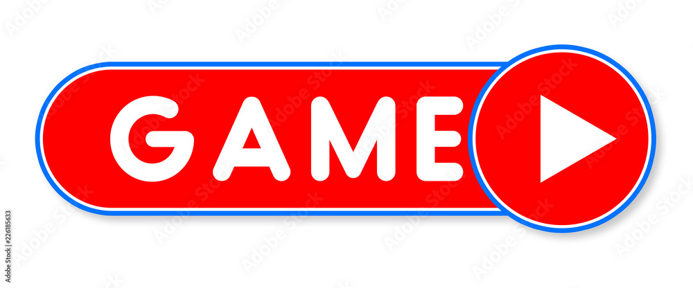 Game - white text written on a red banner on white background Game - white text written on a red banner on white background
