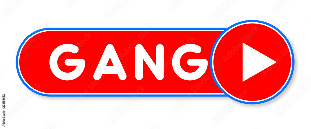 Gang - white text written on a red banner on white background Gang - white text written on a red banner on white background