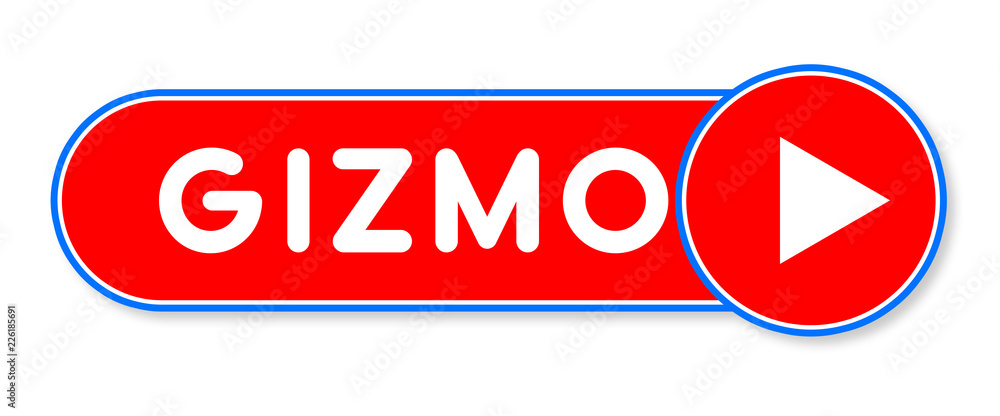 Gizmo - white text written on a red banner on white background Gizmo - white text written on a red banner on white background