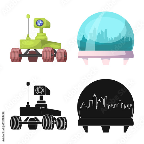 Vector design of mars and space sign. Collection of mars and planet vector icon for stock.