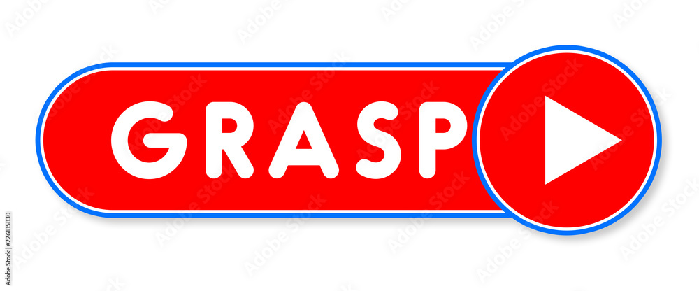 Grasp - white text written on a red banner on white background Grasp - white text written on a red banner on white background