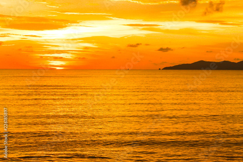 Beauty view of orange sea sunset in thailand