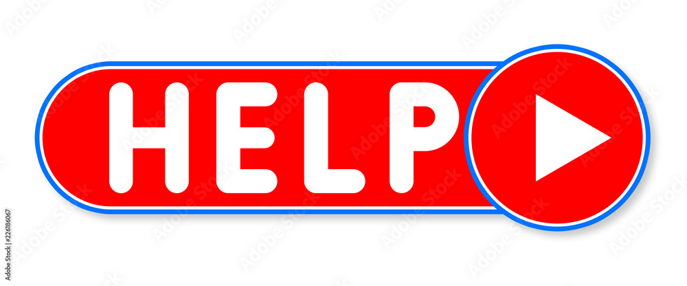Help - white text written on a red banner on white background Help - white text written on a red banner on white background