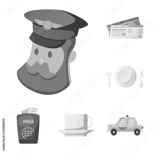 Vector design of airport and airplane symbol. Set of airport and plane stock vector illustration.