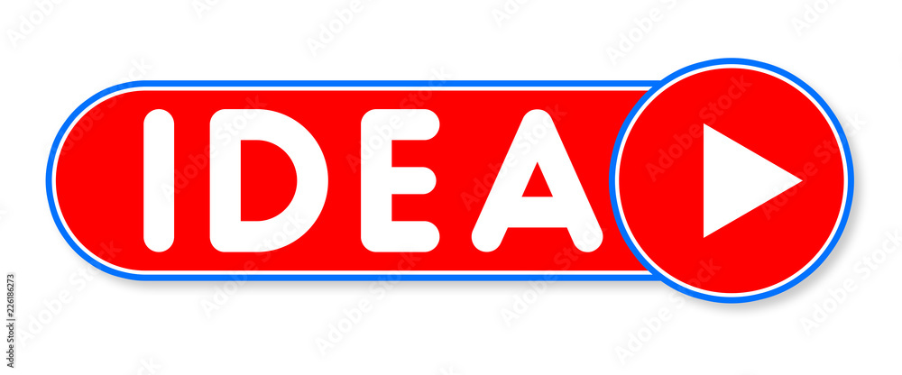 Idea - white text written on a red banner on white background Idea - white text written on a red banner on white background