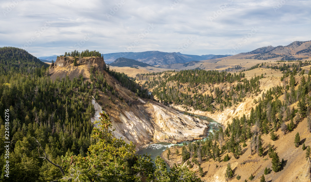 View from the Calcite Springs Overlook in Yellowstone National Park