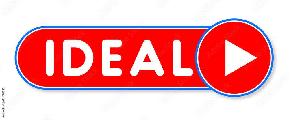 Ideal - white text written on a red banner on white background Ideal - white text written on a red banner on white background