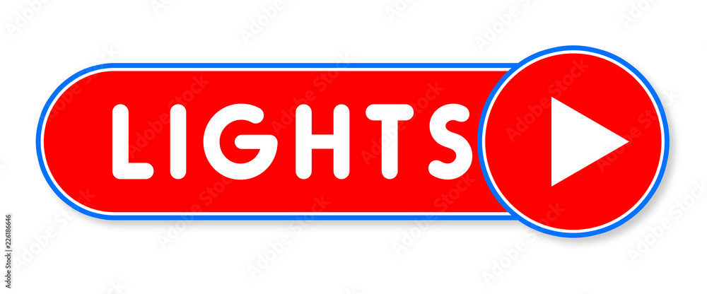 Lights - white text written on a red banner on white background