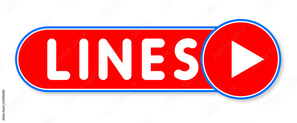 Lines - white text written on a red banner on white background