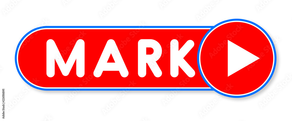 Mark - white text written on a red banner on white background Mark - white text written on a red banner on white background
