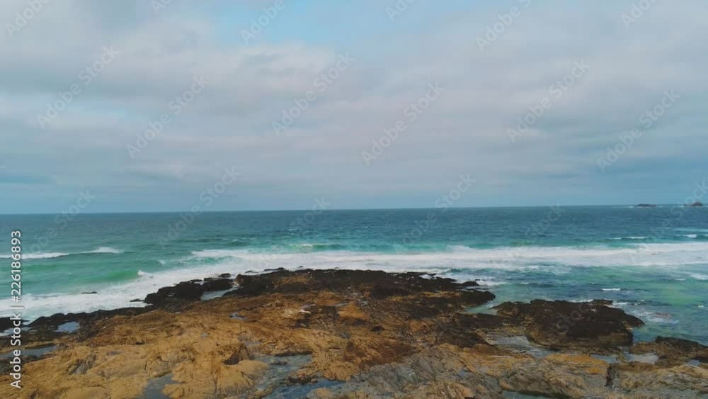 Flight over the rocky coast of Cornwall in England - amazing landscape Flight over the rocky coast of Cornwall in England - amazing landscape
