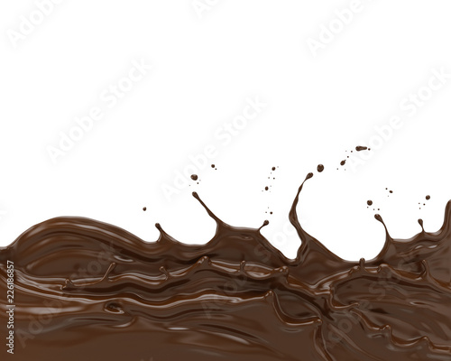Chocolate splash or cocoa ripple abstract background, with clipping path 3d illustration